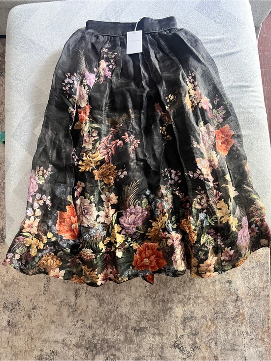 Zimmermann Dresses & Skirts - Black Floral A-Line Midi Skirt with Multicolor Bouquet